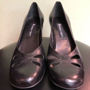 Etienne Aigner Black patent leather slip ons